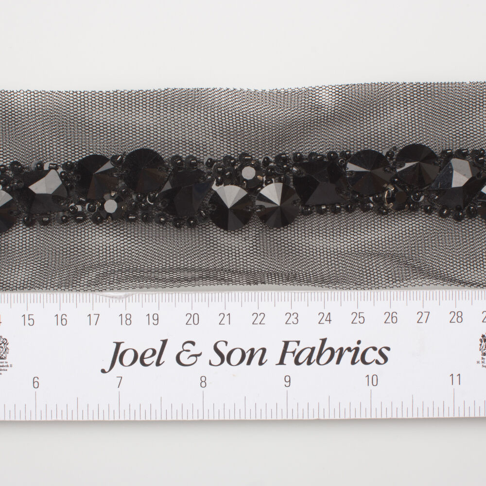 Black Handmade Beaded Trim