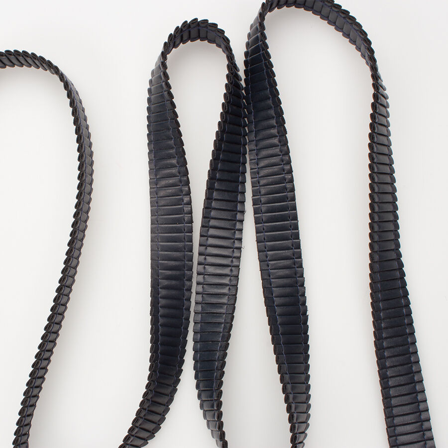 Blue Leather Look Pleated Trim