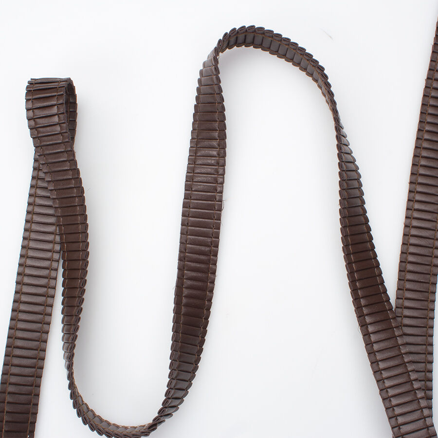 Brown Leather Look Pleated Trim