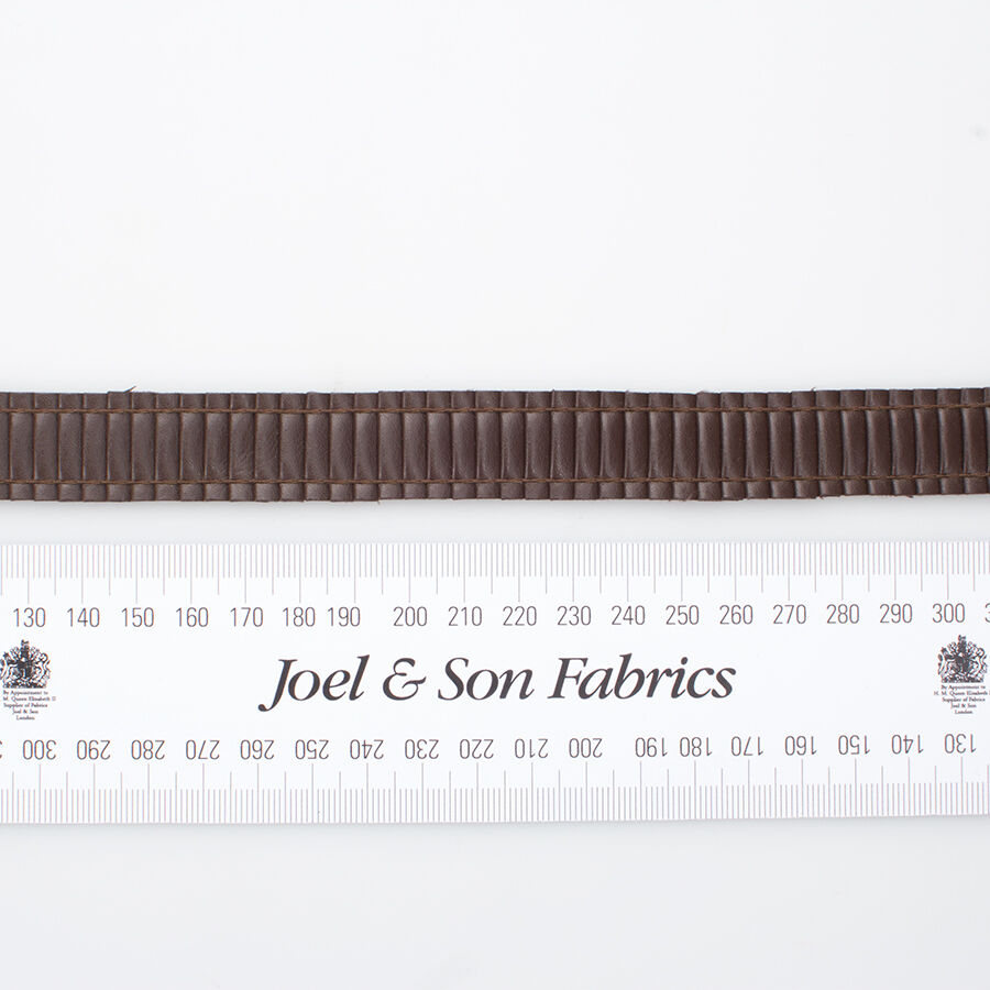 Brown Leather Look Pleated Trim