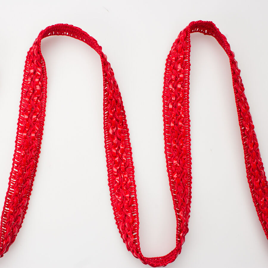 Red Leather Effect Braided Trim