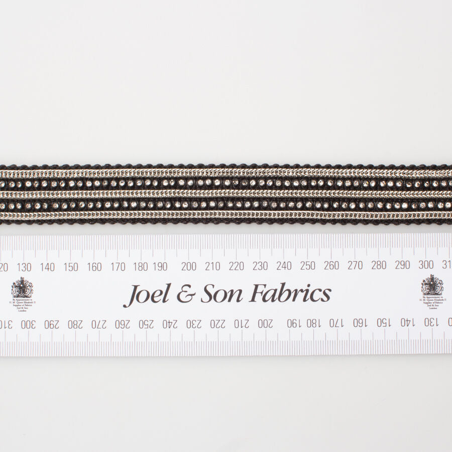 Wide Black Chain & Diamanté Trim