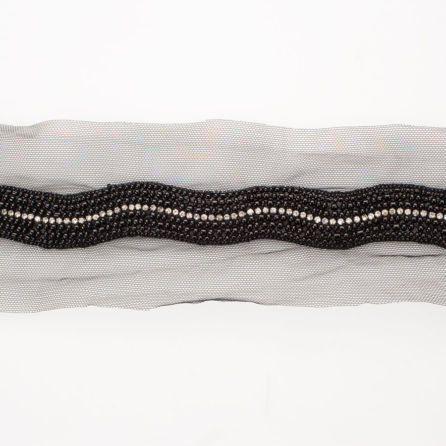 Black Beaded & Diamanté Trim