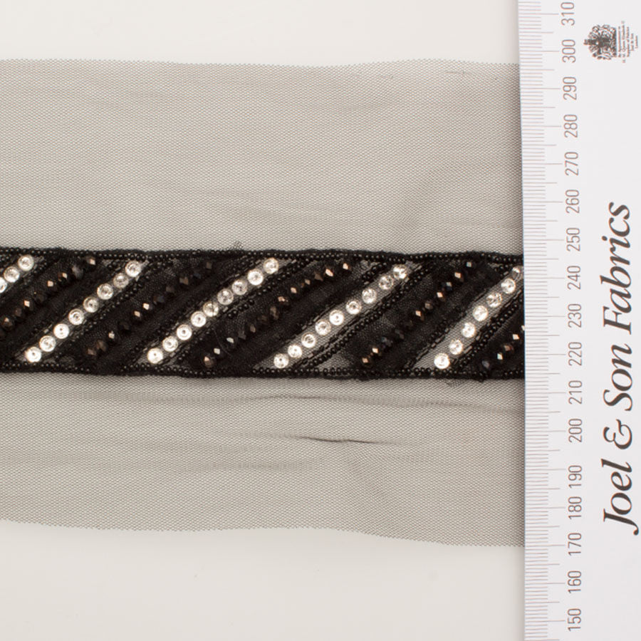 Black Multi Striped Beaded Trim