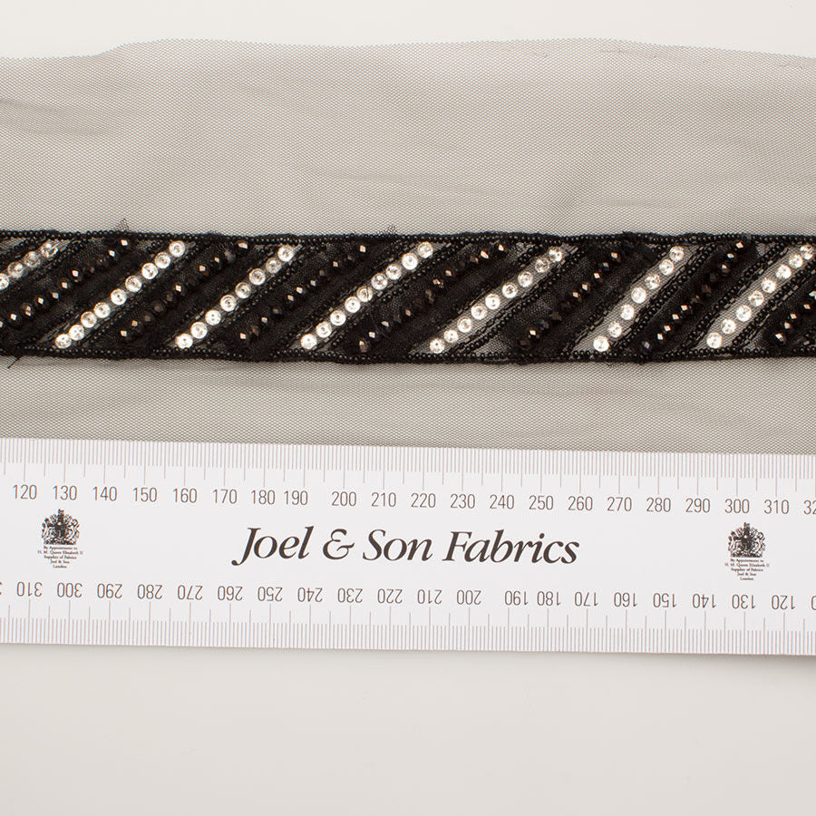 Black Multi Striped Beaded Trim