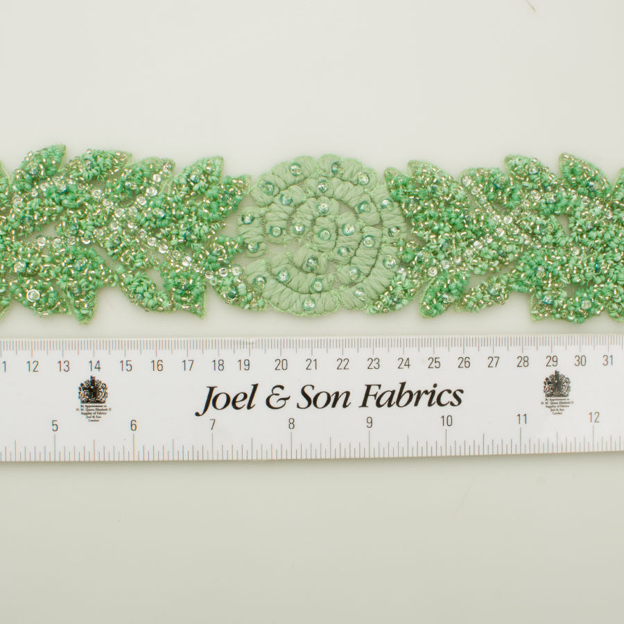 Mint 'Flower & Leaves' Beaded Trim