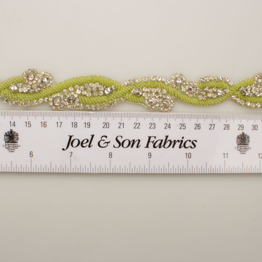 Lime Green Diamanté & Beaded Trim