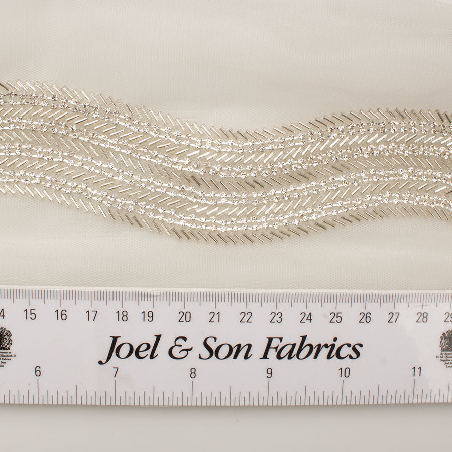 Silver Chevron Beaded Trim