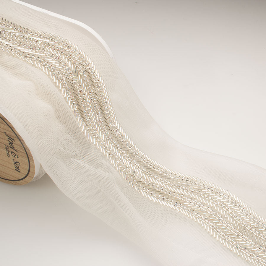 Silver Chevron Beaded Trim