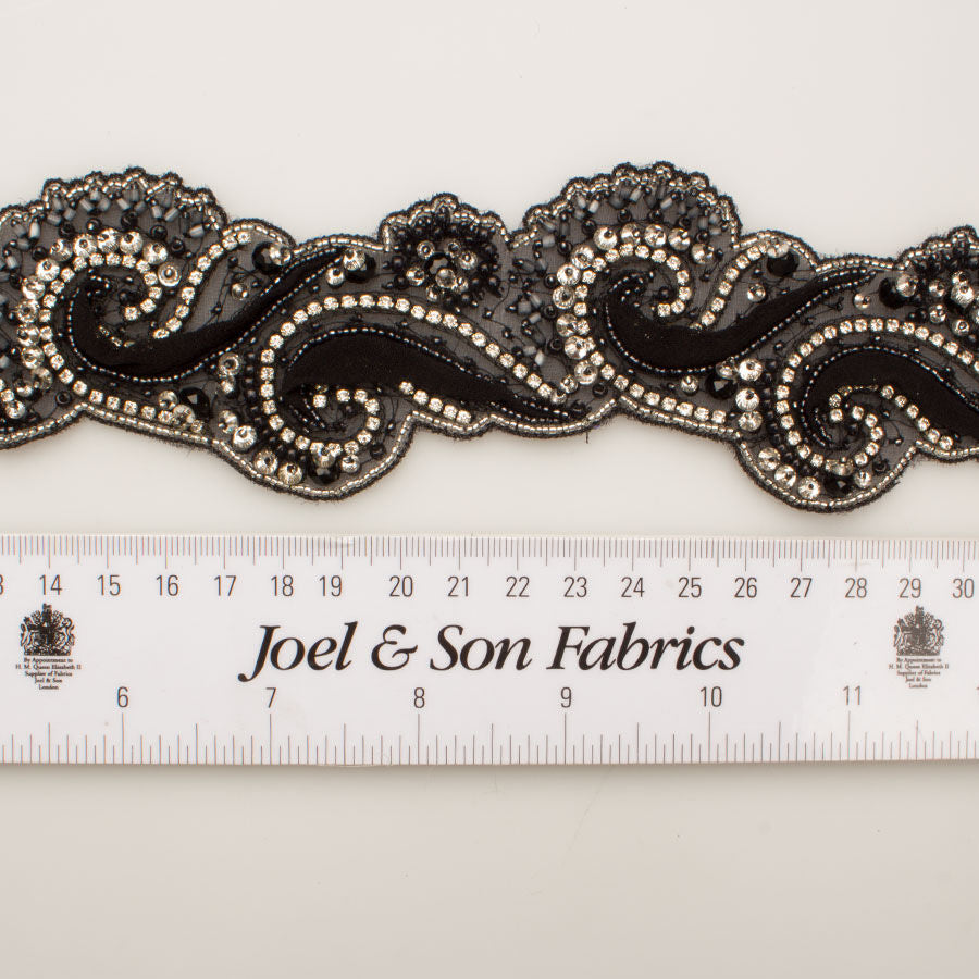 Black Diamanté & Beaded Trim