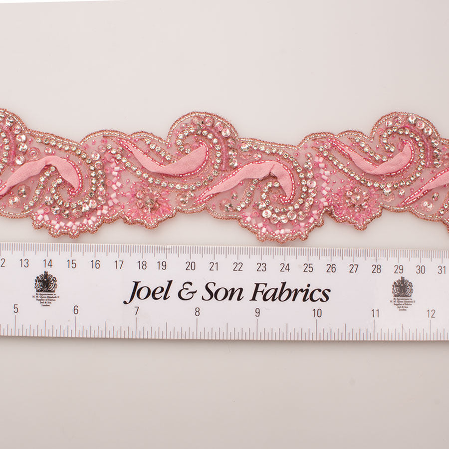 Pink Diamanté & Beaded Trim