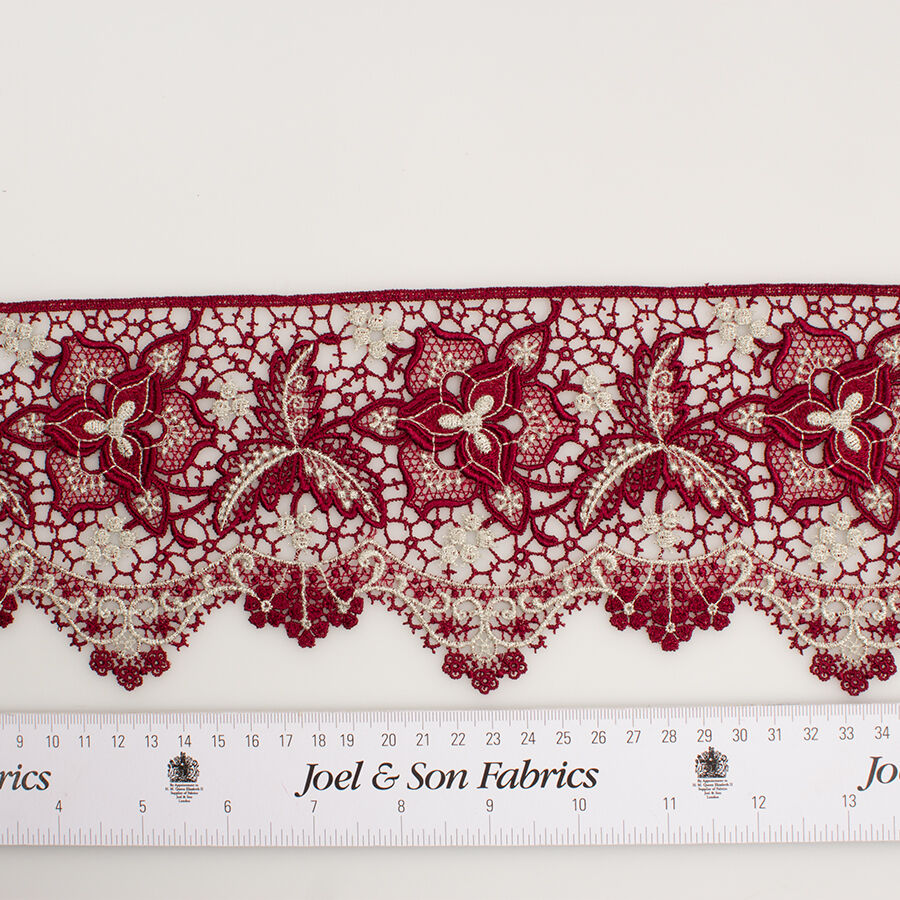 Bordeaux Metallic Guipure Trim