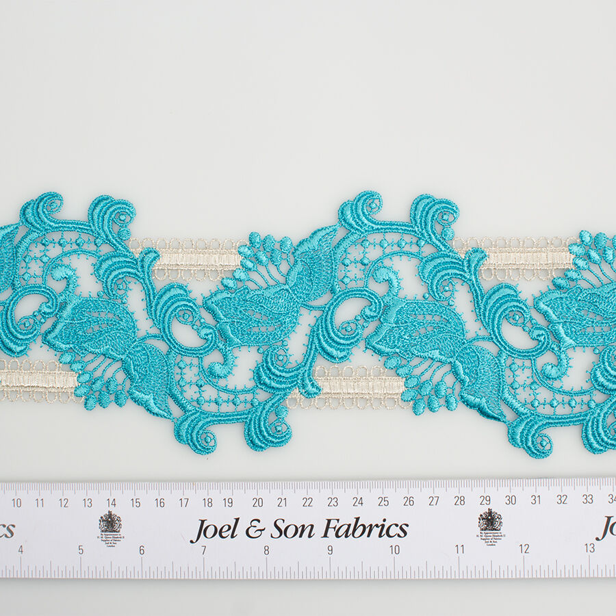 Turquoise Metallic Guipure Trim
