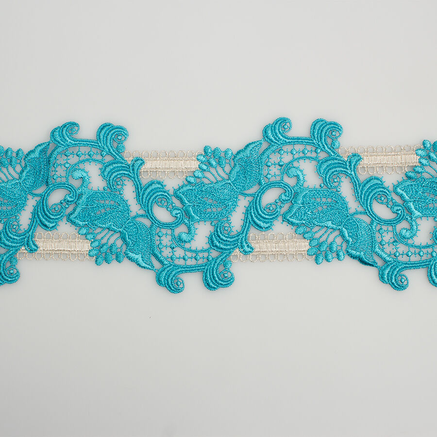 Turquoise Metallic Guipure Trim