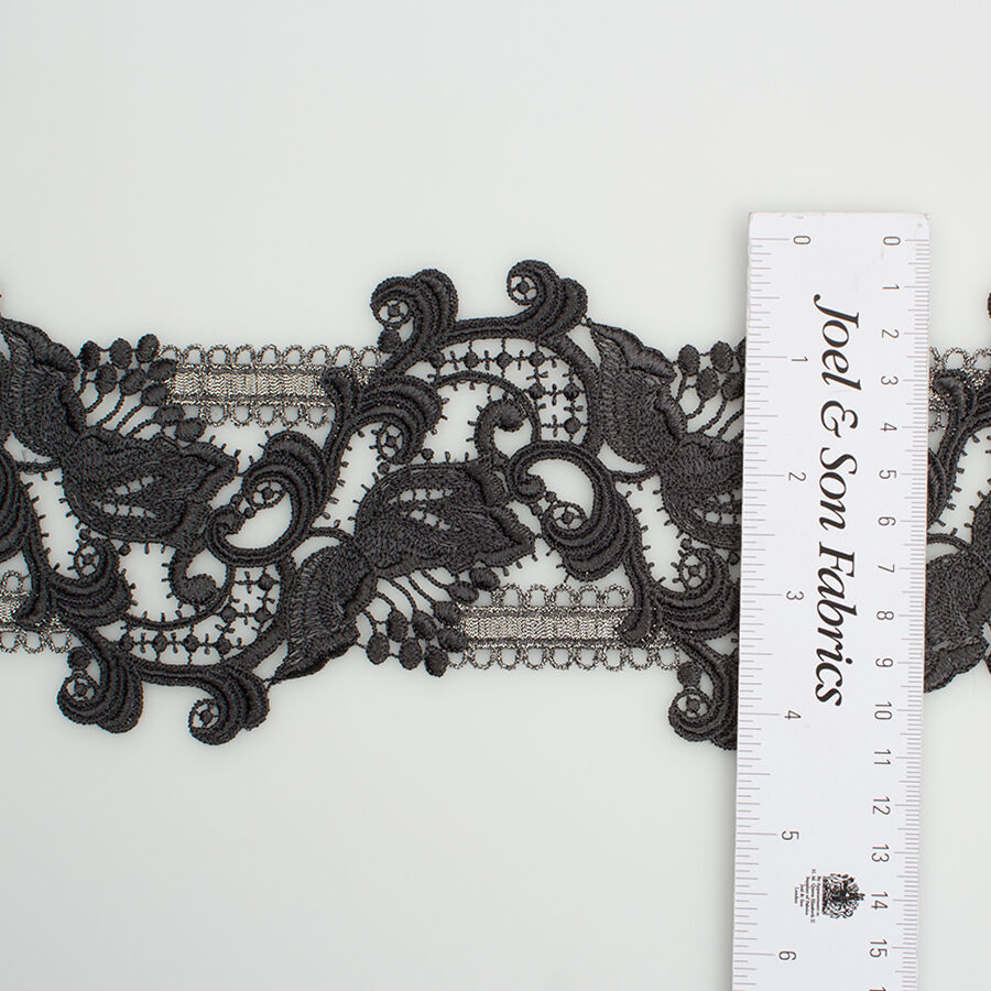 Grey Metallic Guipure Trim