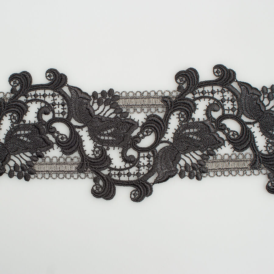 Grey Metallic Guipure Trim