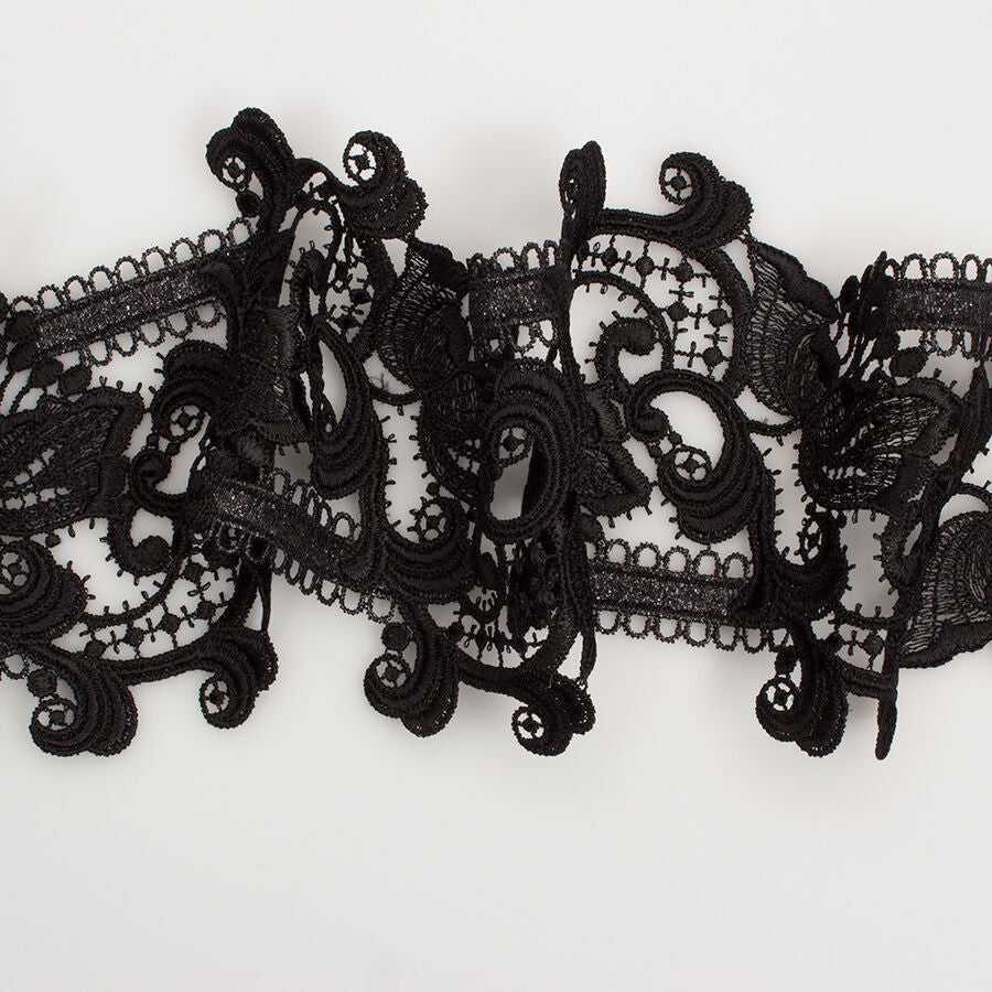 Black Metallic Guipure Trim