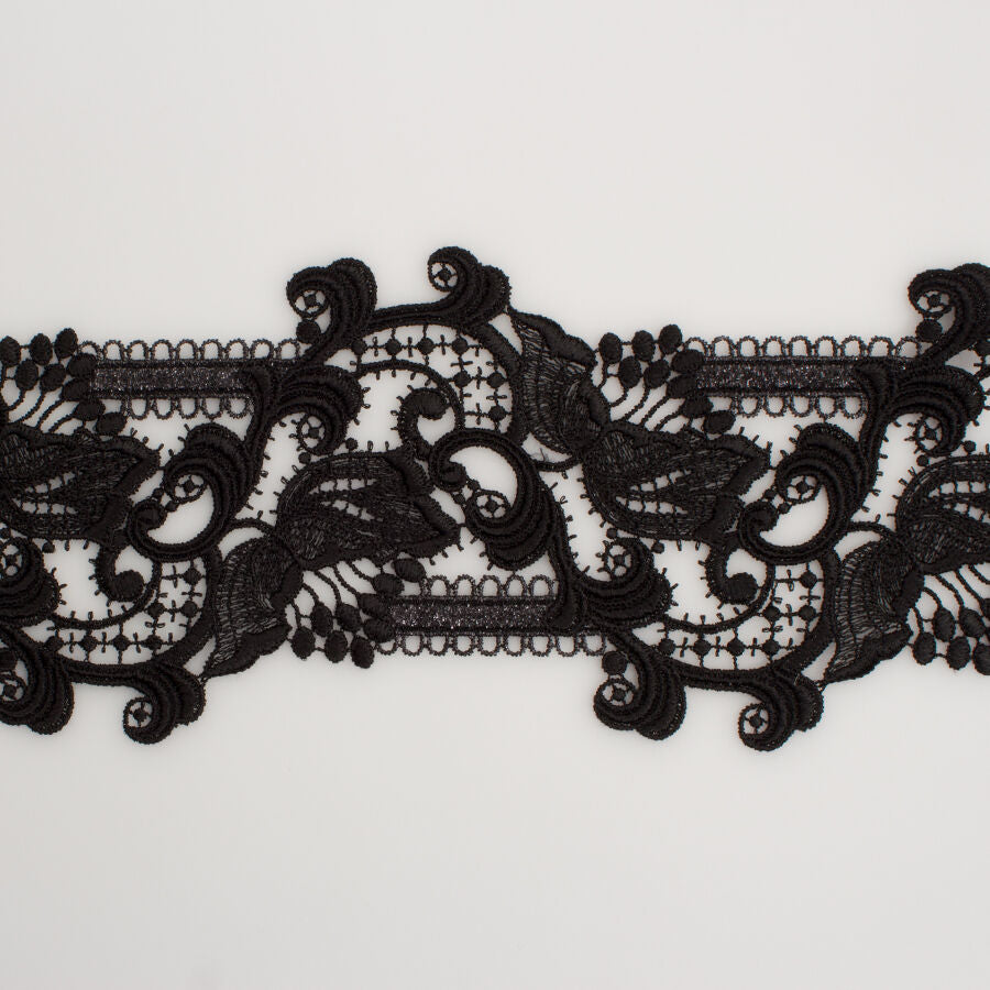 Black Metallic Guipure Trim