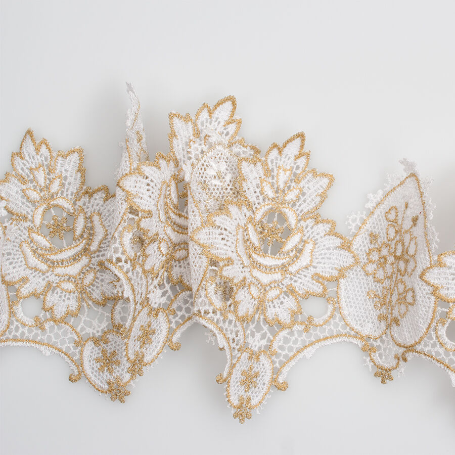 White & Deep Gold Metallic Trim