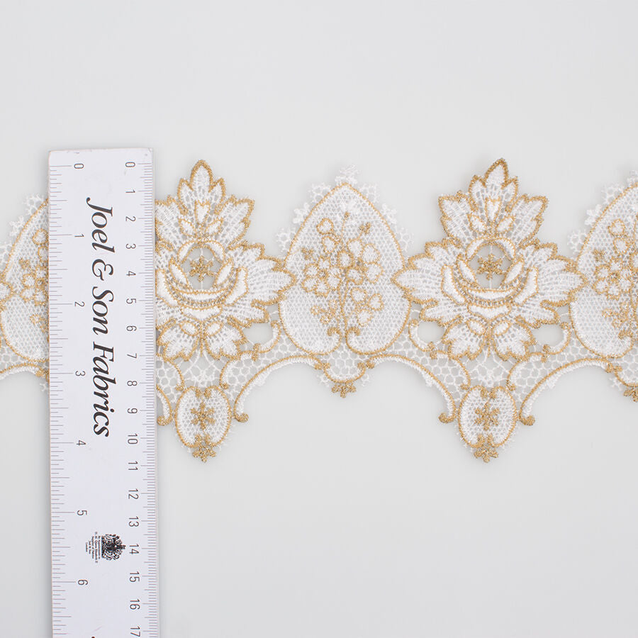 White & Deep Gold Metallic Trim