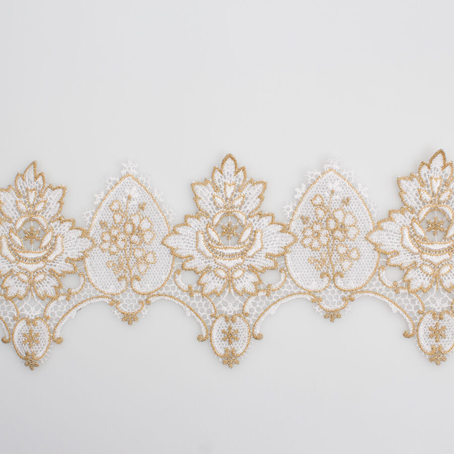 White & Deep Gold Metallic Trim