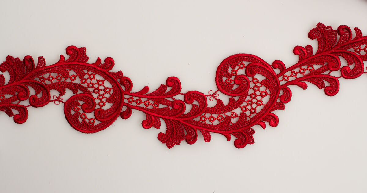 Deep Red Guipure Trim