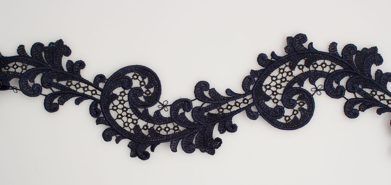 Midnight Blue Guipure Trim