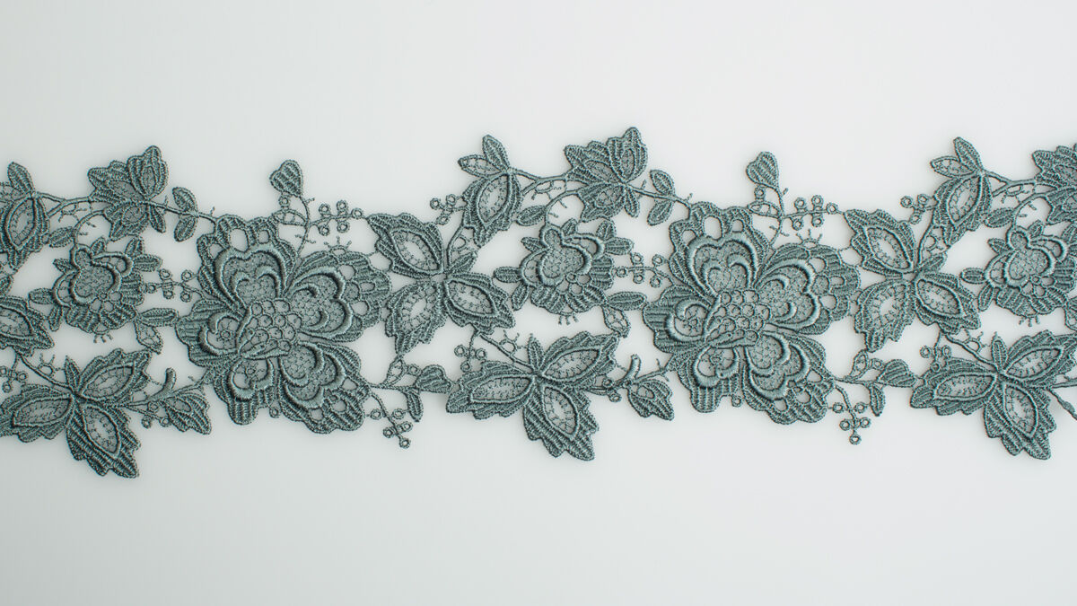 Teal Green Floral Guipure Trim