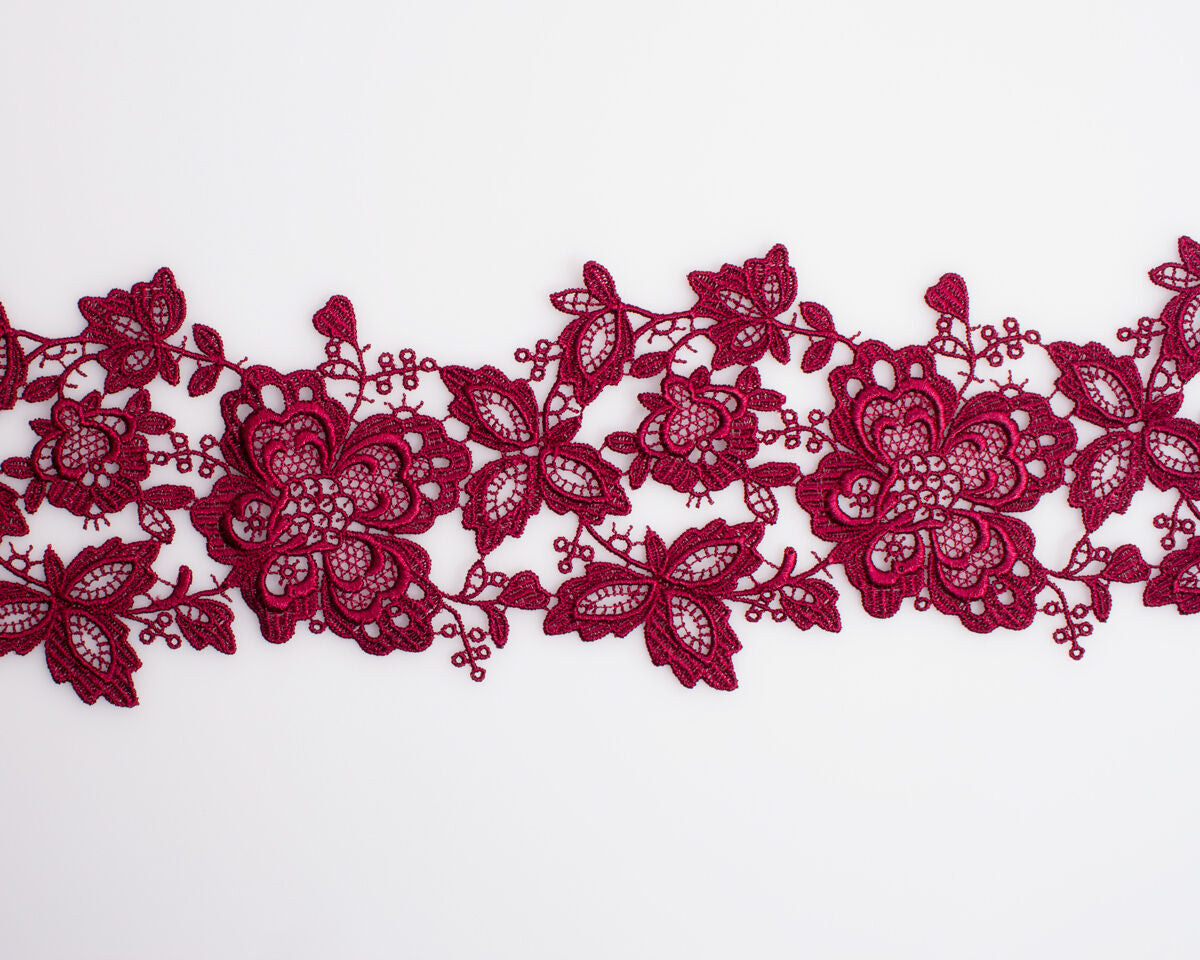 Bordeaux Floral Guipure Trim