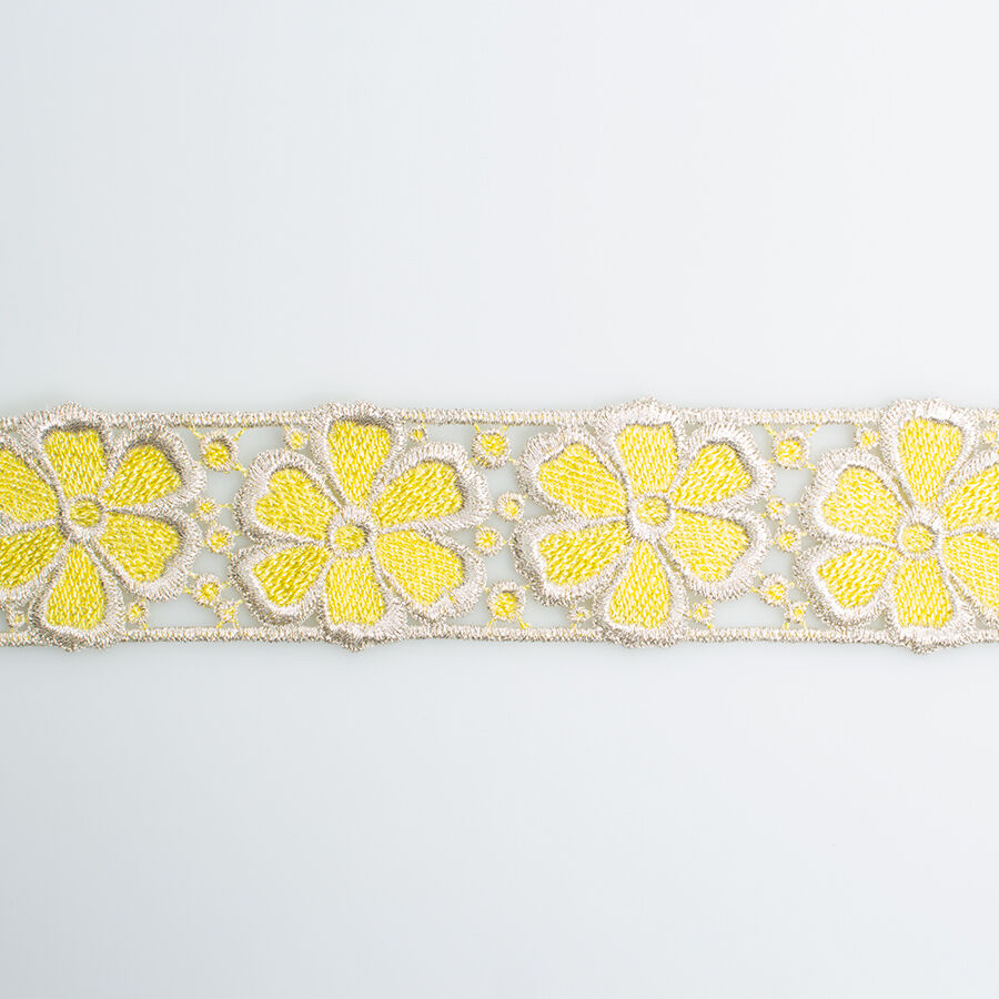 Gold & Yellow Floral Metallic Guipure Trim