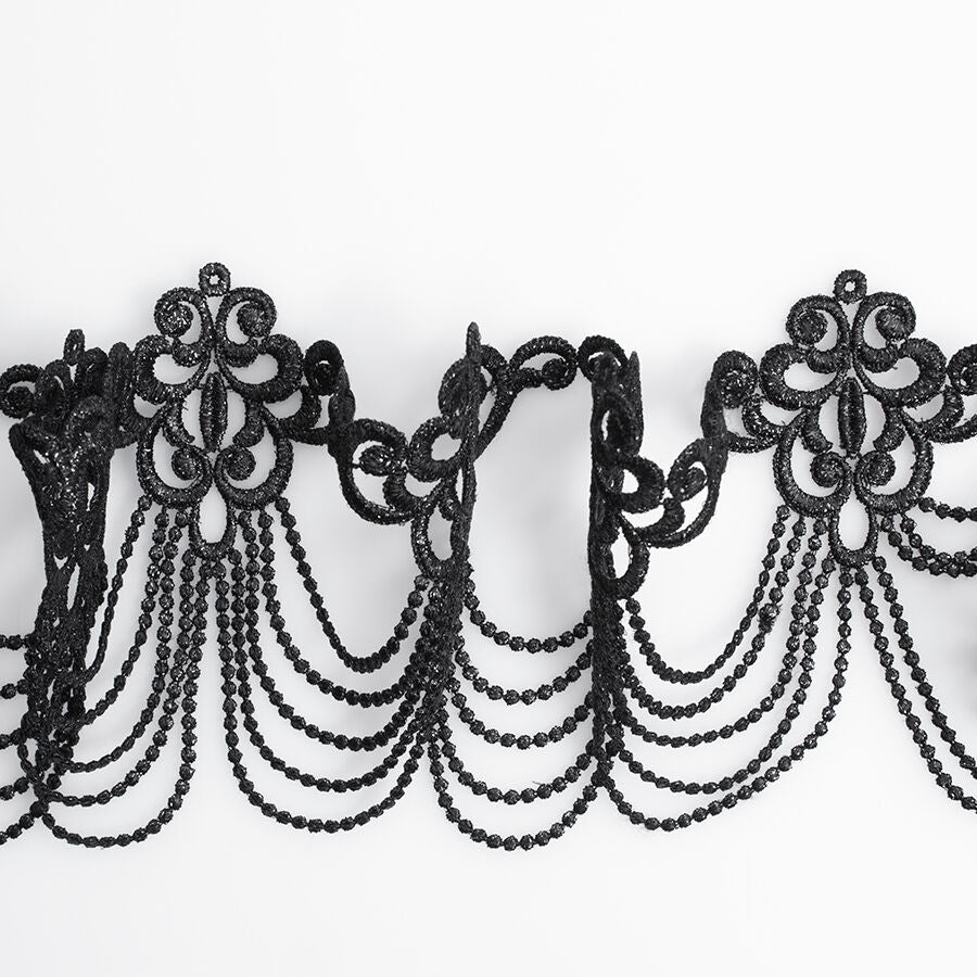 Black Metallic 'Draped' Guipure Trim
