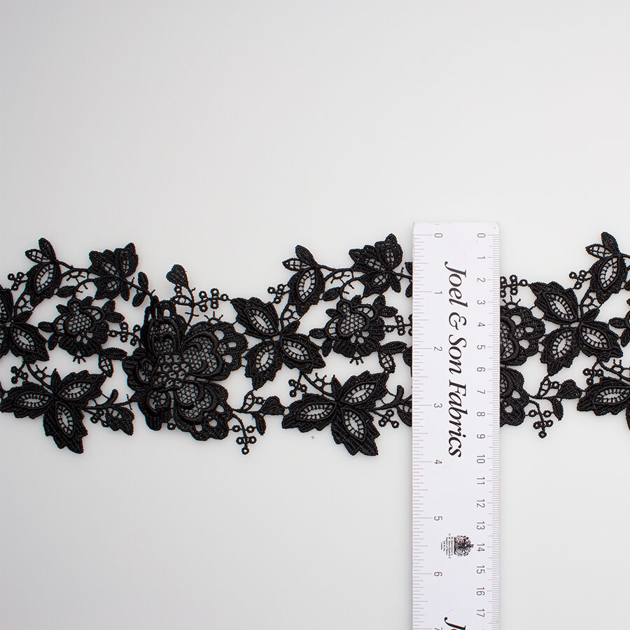 Black Floral Guipure Trim