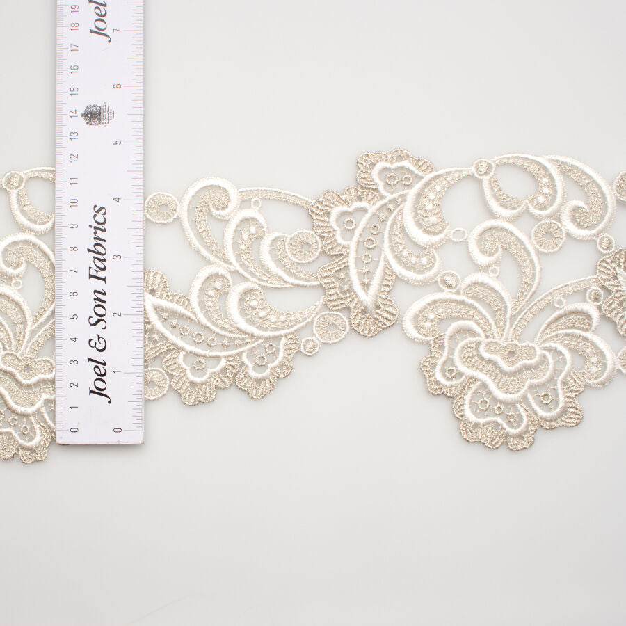 Ivory Metallic Wide Guipure Trim