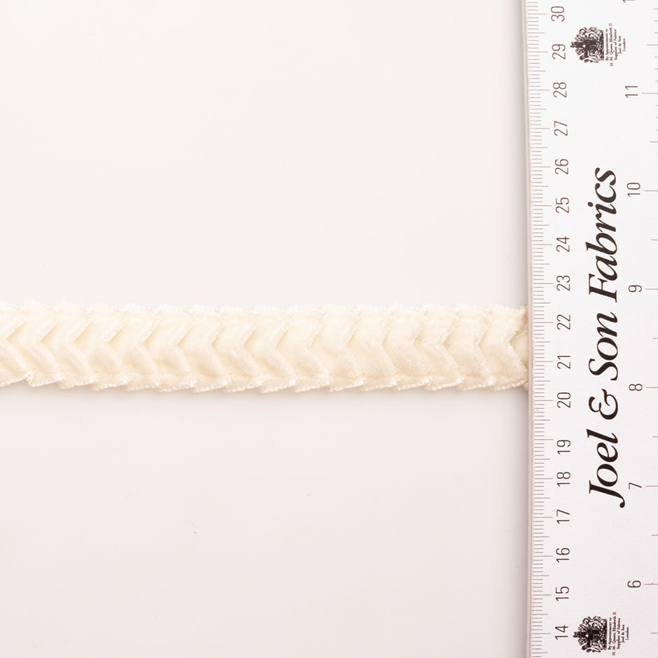 Ivory Velvet Chevron Pleated Trim