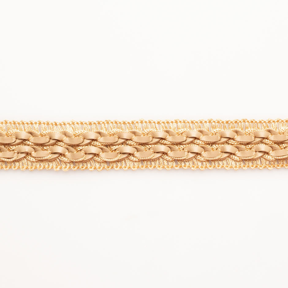 Beige Braided Leather Look Trim