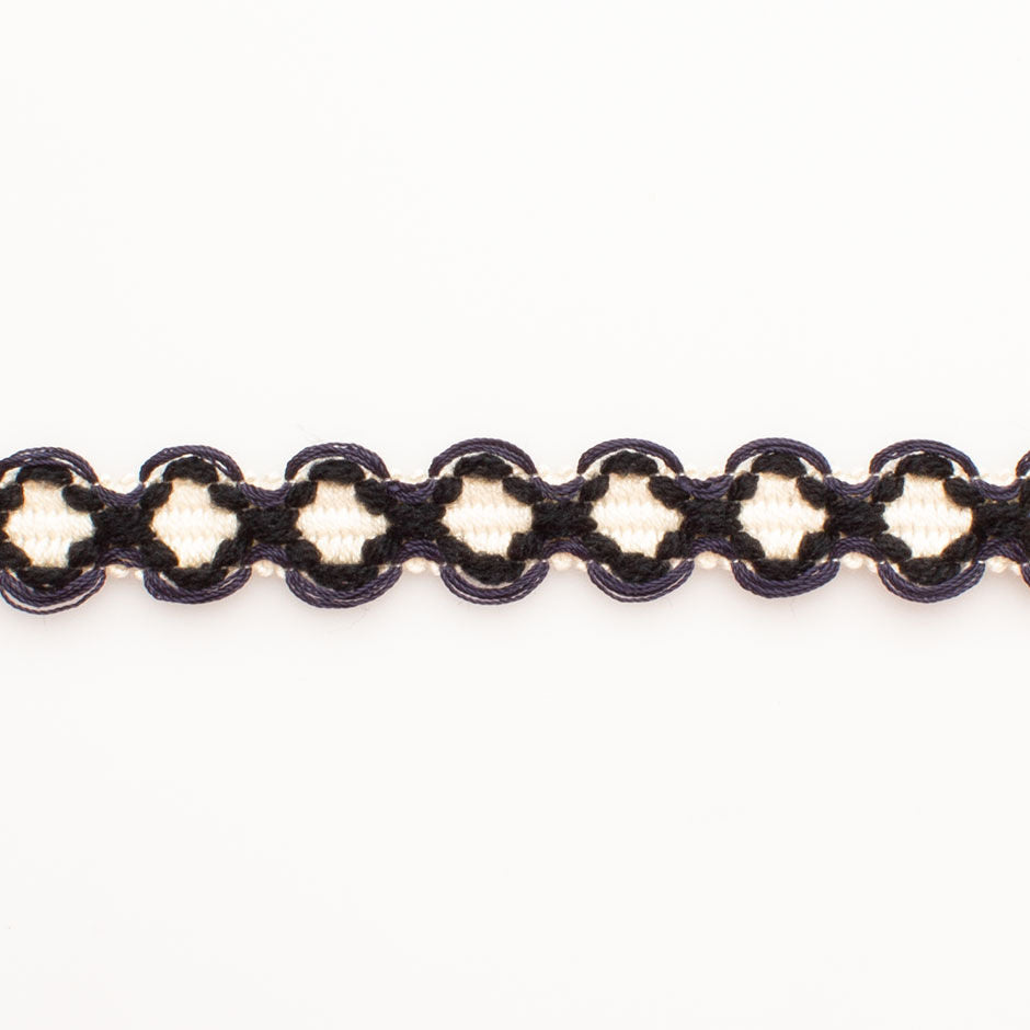 Blue, Black & Ivory Braided Trim