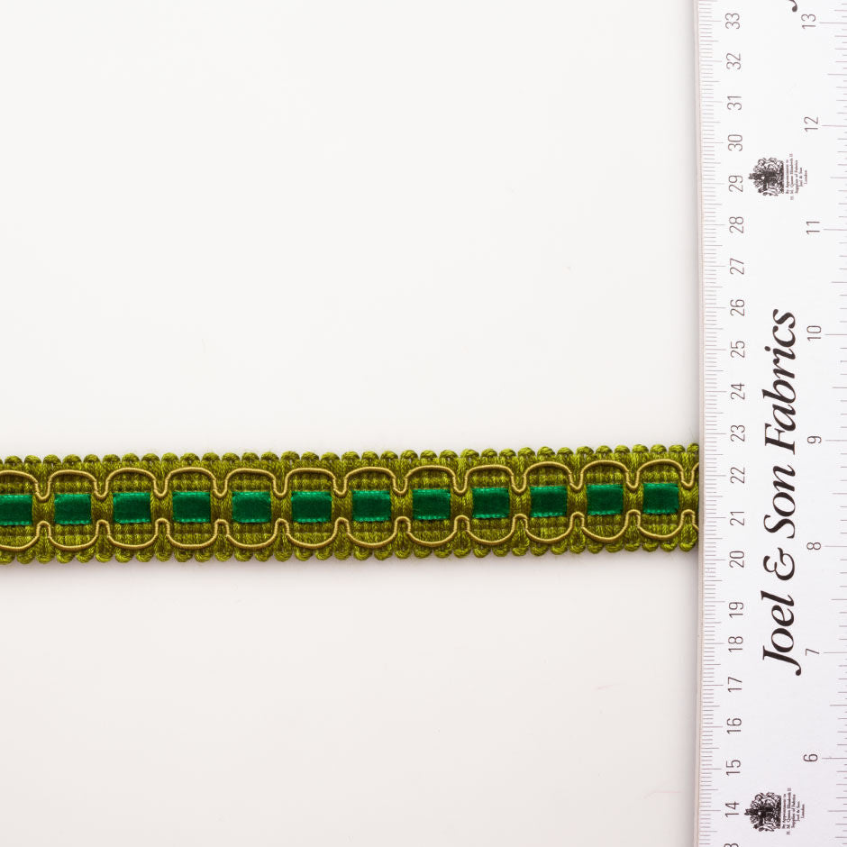 Two-Tone Green Velvet Corded Trim