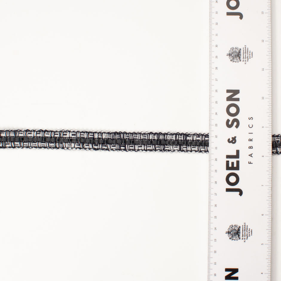 Dark Slate Grey & White Braided Trim