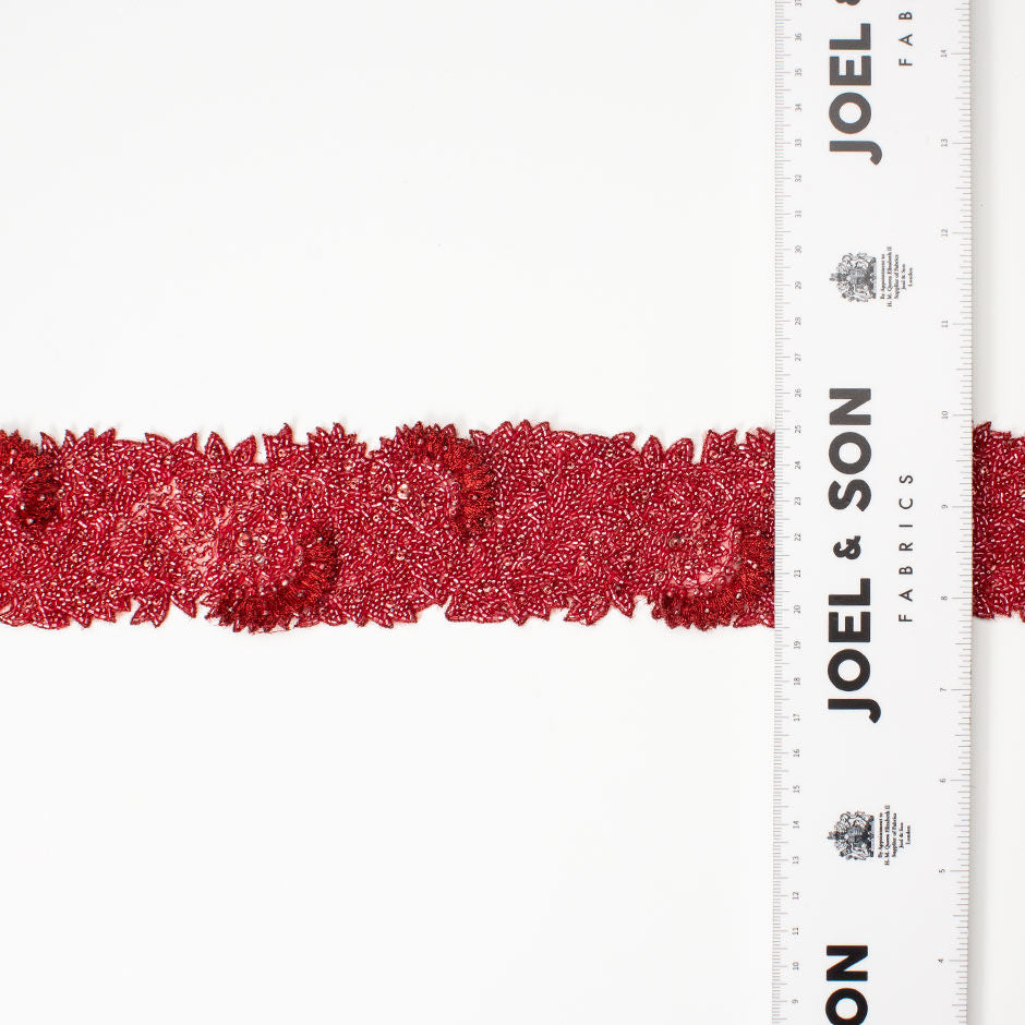 Red Handmade Allover Beaded Trim