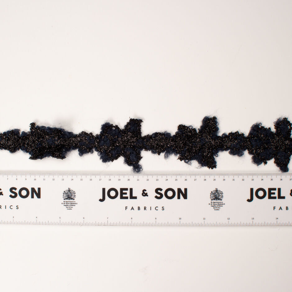 Black & Midnight Blue Metallic Floral Woven Trim