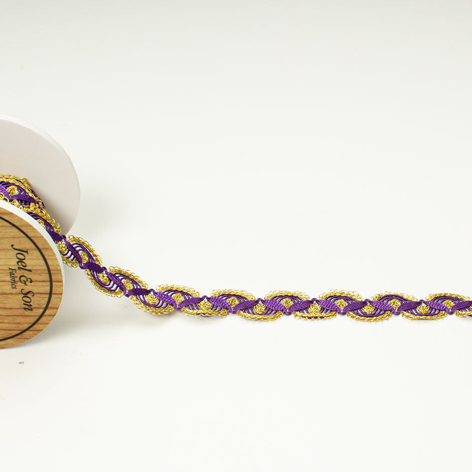 Purple & Gold Metallic Braided Trim
