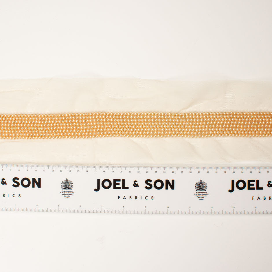 Gold Pearl Embellished Tulle Trim