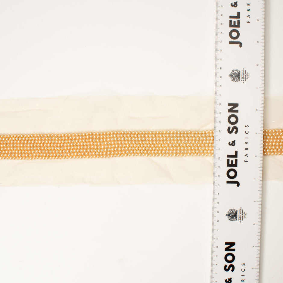 Gold Pearl Embellished Tulle Trim