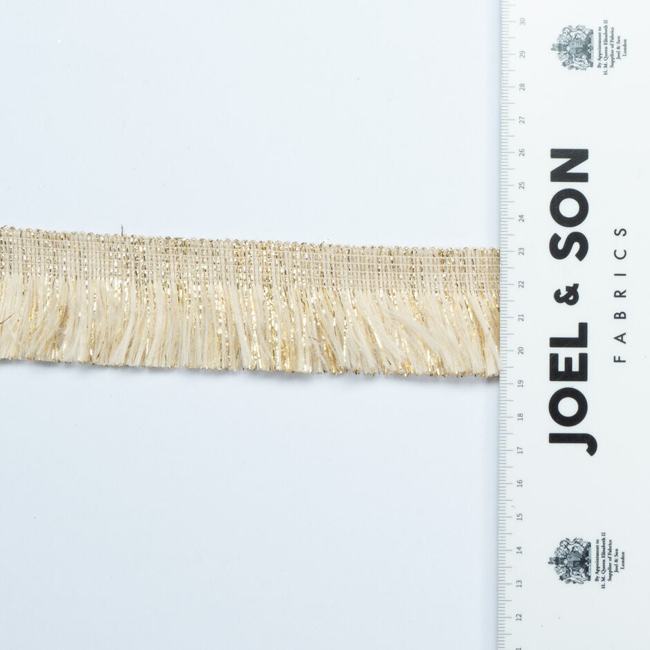 Ivory & Gold Metallic Fringed Trim