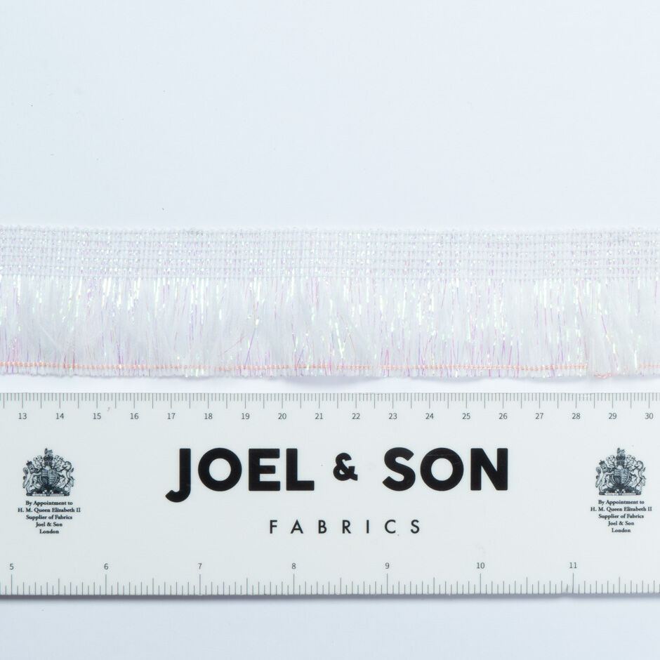 White Iridescent Fringed Trim