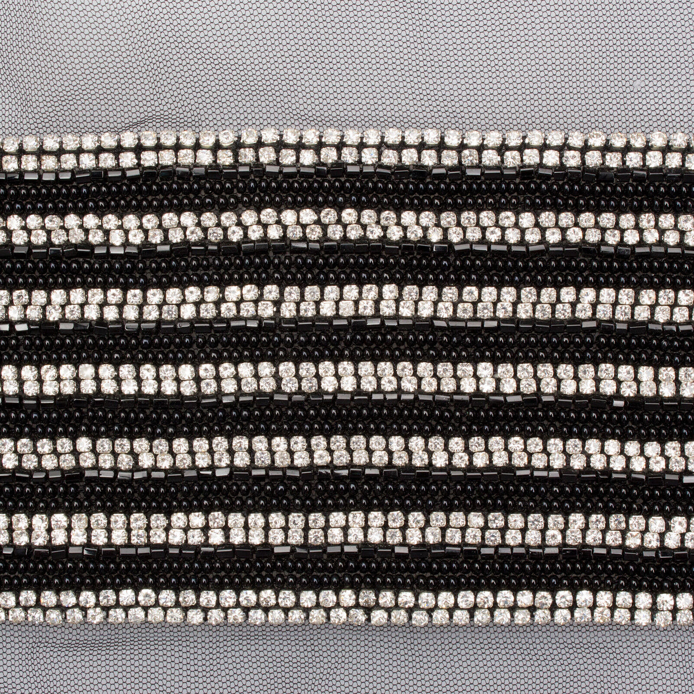 Wide Crystal Embellished Beaded Trim