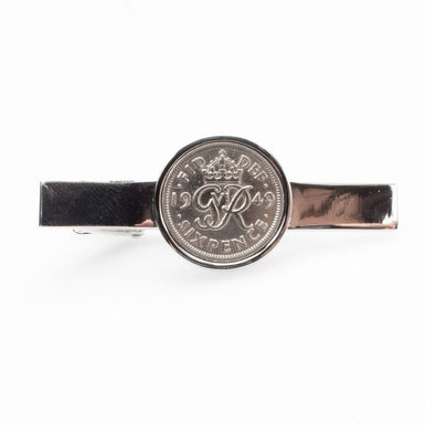Silver Plated '1949 Six Pence' Tie Clip