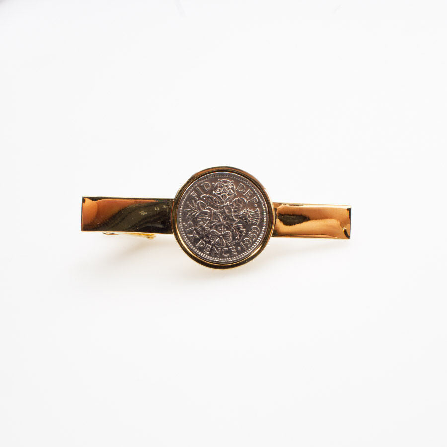 1959 Six Pence' Gold Plated Tie Clip