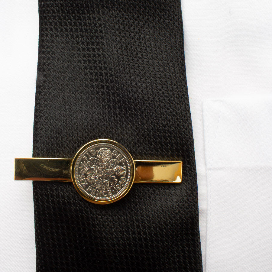 1959 Six Pence' Gold Plated Tie Clip
