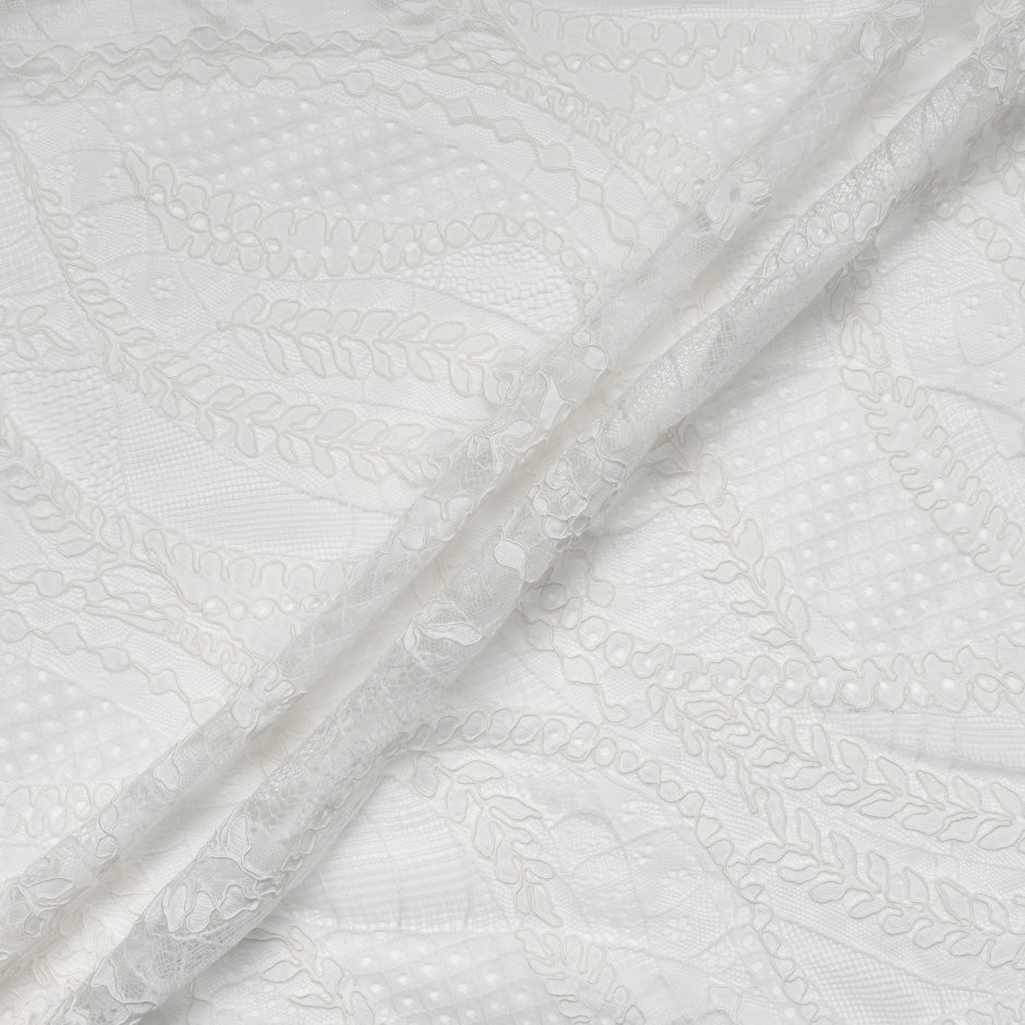 Multi Patterned White Corded Lace